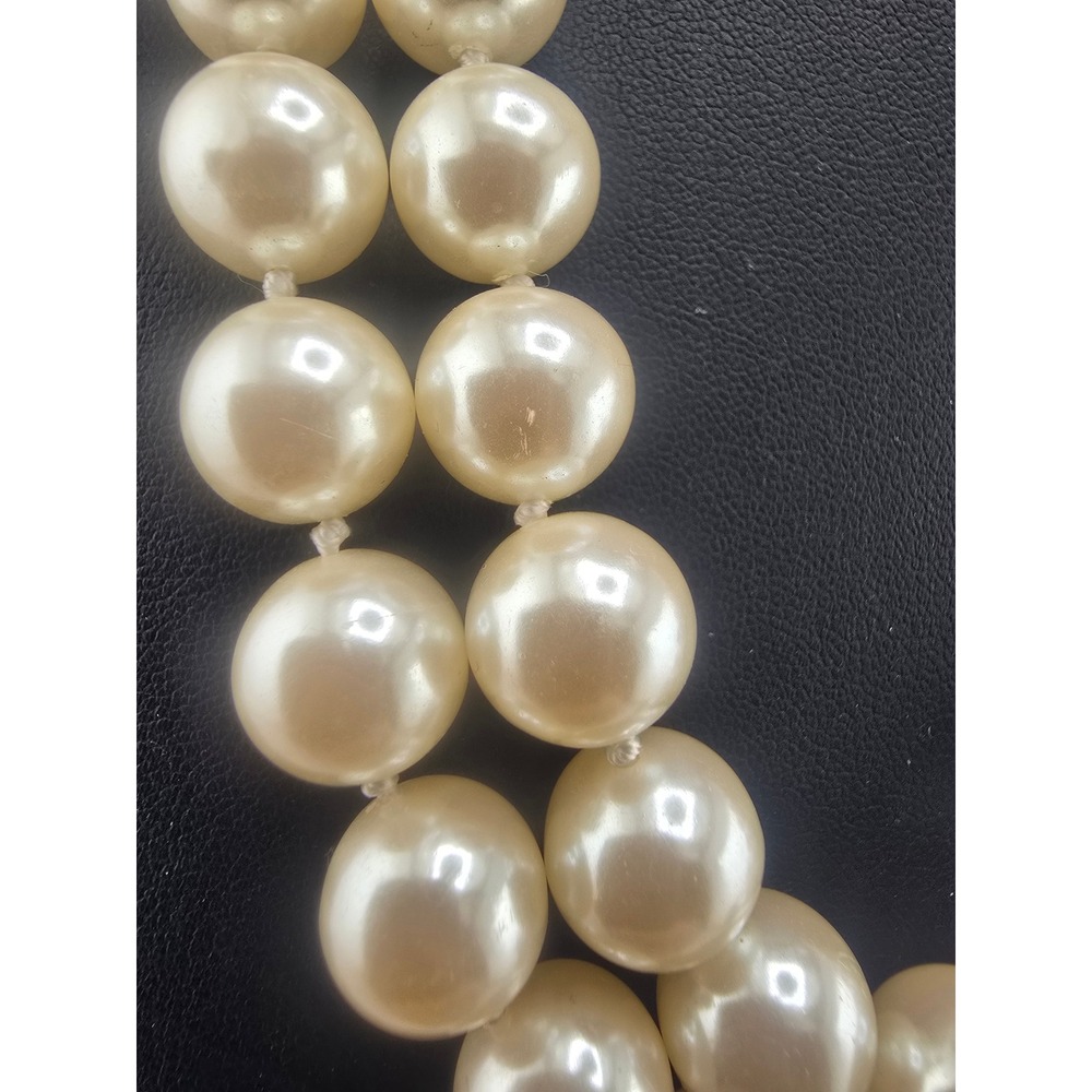 Vintage Carolee Estate Double Strand Faux Pearl Necklace Gold Tone 17in